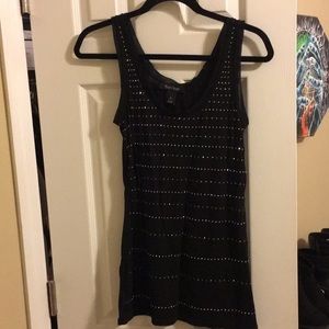 WHBM Black Tank with Rhinestones